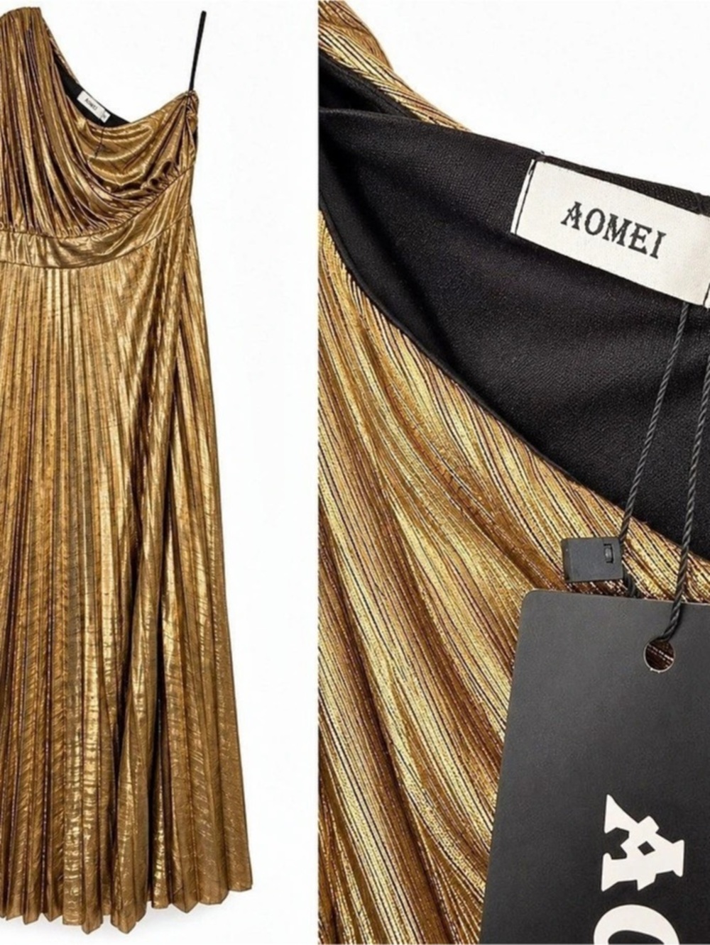 ✨ GLAMOROUS METALLIC GOLD EVENING GOWN ✨ - Picture 3 of 4